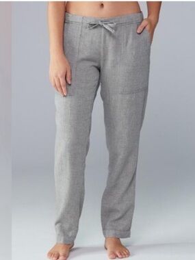 PrAna Soledad Organic Cotton Gray Pinstripe Pull On Pants Size Small